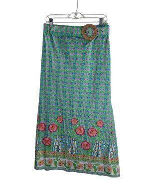 ALDEN ADAIR  BLUE/GREEN PRINT LONG COTTON NWOT SKIRT $260